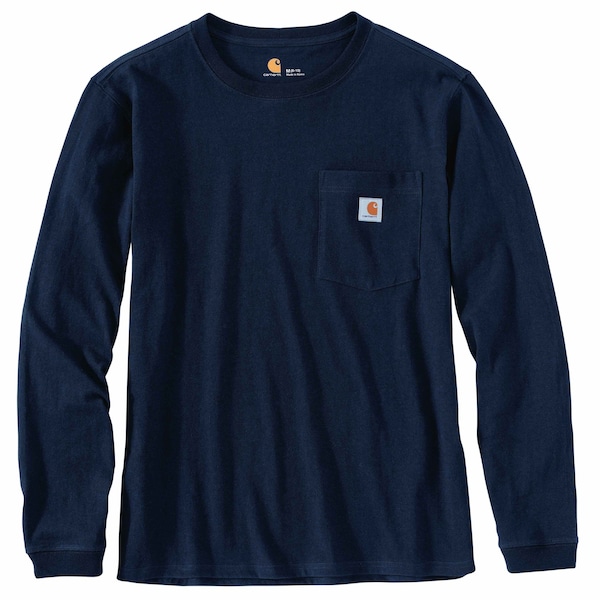 Carhartt Women's TK0126 W LseFit HW LS Pkt Tshrt S REG Long Sleeve Loose Navy TK0126-W / 103244-412SREG - main